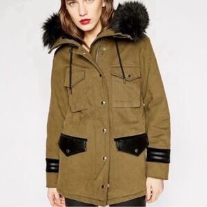 The Kooples Womens Full Zip Parka Jacket Military Coat Size S